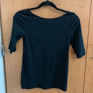 Black Boat Neck Shirt Edith Open Back
